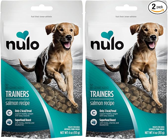 Nulo Trainers Salmon Recipe Grain-Free Low-Calorie Healthy Dog & Puppy Training Treats, 4 Ounce Pouch (Pack of 2)