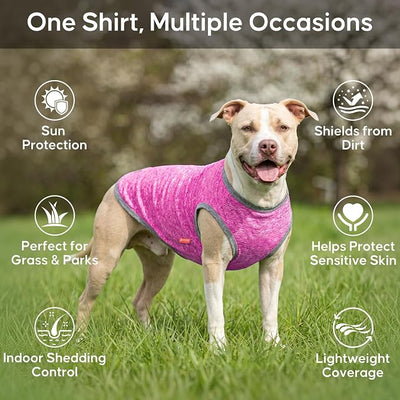 KYEESE 2Pack Dog Shirt, Lightweight Sun Protection Sleeveless Dog T Shirts for Small Dogs Girl, Breathable Pet Reflective Tank Top Summer Dogs Clothes for Outdoor Walking, Grey+Hotpink, L