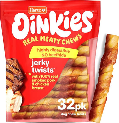 Oinkies Porkalicious Smoked Jerky Twists Dog Treats, 32pk