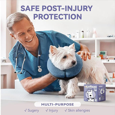 Loflaze Inflatable Dog Cone Collar - Dog Neck Donut Cone Collar Alternative After Surgery - Soft Cone for Large Medium Small Dogs Cats - Alternative Recovery E Collar (Blue, L)