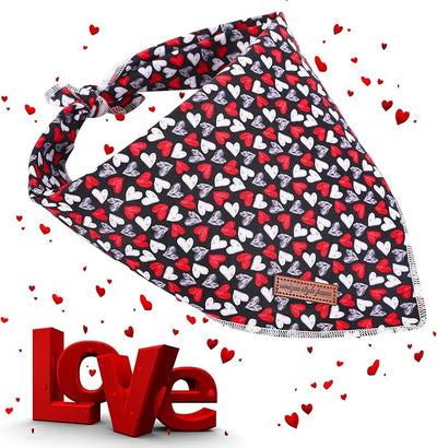 Unique Style pawsValentine's Day Dog Bandanas Cotton Black & Red Gothic Love Style Triangle Dog Scarfs for Small Medium Large & Boys Girls Dogs-S