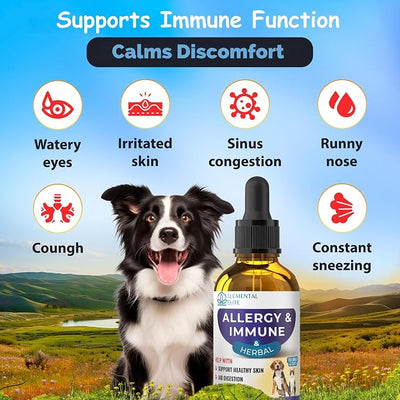EDUZEBRA Allergy Relief Drops for Dogs & Cats, Natural Anti-Itch Support Supplement, Soothes Seasonal Allergies, Skin Irritation & Boosts Pet Wellness, Gentle Herbal Formula for All Breeds & Ages