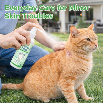 Cat Wound Spray for Dogs and Cats, Waterproof Pet Skin Care Spray for Scratches Bites Burns Redness and Minor Cuts, Gentle Dog Wound Care Formula Supports Daily Recovery and Comfort, 120ml (120ml)