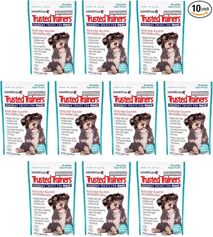 Covetrus NutriSentials Trusted Trainers Soft Dog Training Treats, Real Chicken & Chicken Liver Rewards for Puppies and Adult Dogs, Low Calorie Training Treats, Made in USA, 10 Pack (4 oz Each)