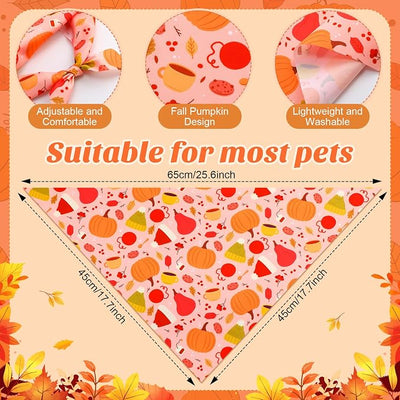 Abbylike 50 Pcs Fall Dog Bandanas Bulk Autumn Pumpkin Bandanas for Dogs Triangle Kerchief Bibs Scarf for Pets Thanksgiving Party Costume Photo Props Accessories, 25 Styles (25.6 x 17.7 x 17.7)