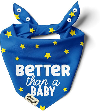 Funny Snap-On Dog Bandana for Small Medium Large Pets, Dogs Cats Adjustable Handkerchief Scarf for Girl & Boy, Cute Puppy Apparel & Accessories (Better Than A Baby, X-Large)