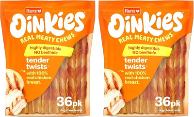 Oinkies Tender Twists Rawhide‑Free Dog Chews , 72 Count