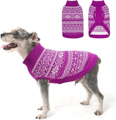 HOMIMP Dog Sweater Argyle - Warm Sweater Winter Clothes Puppy Soft Coat, Ugly Dog Sweater for Small Medium and Large Dogs, Pet Clothing Boy Girl, Purple XS