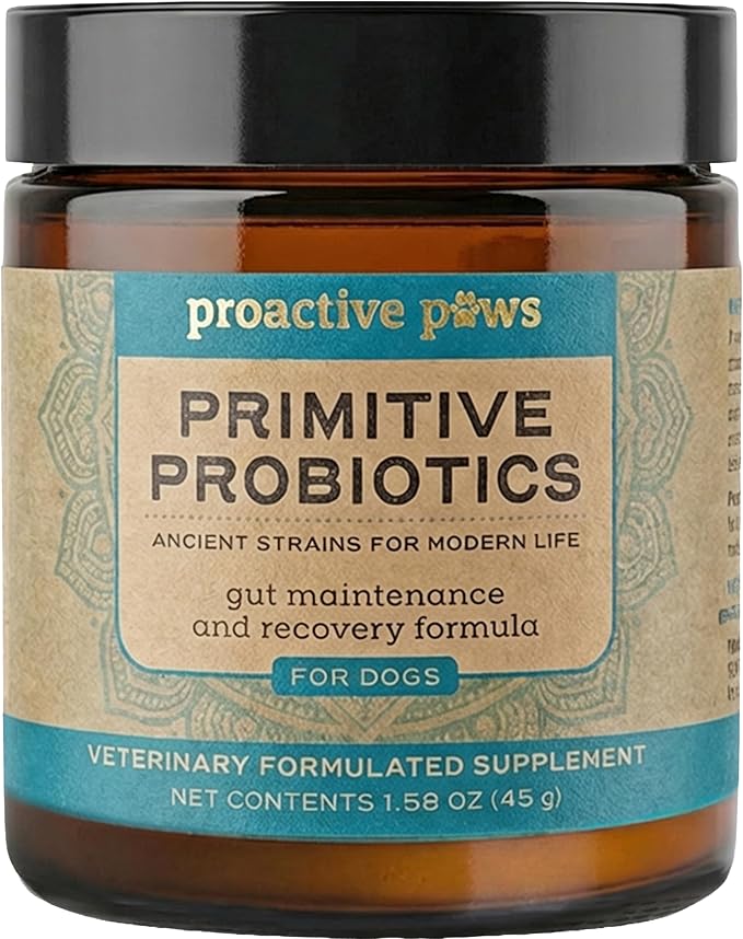 PROACTIVE PAWS Primitive Probiotics for Dogs – Species-Specific & Soil-Based Dog Probiotic Supplement for Gut Health, Digestion, Immune & Calming Support - 30 Servings