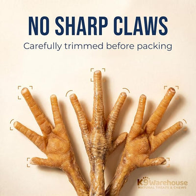 K9warehouse Chicken Feet Dog Treats - 30 Count - Natural Dehydrated Chicken Feet for Dogs - Nutrient-Rich Dog Chicken Feet - Tasty Chicken Foot Chews for Canines - Ideal for Training & Dental Health