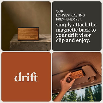 Drift Car Air Freshener - The Original Wood Air Freshener - Car Odor Eliminator - Long Lasting Scent - Auto Accessories - Metal Clip - Essential Oils - Apple Picking Scent Starter Kit