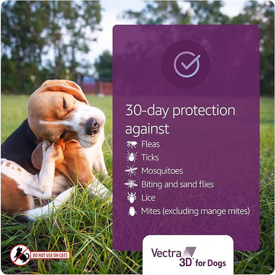 Vectra 3D for Dogs Flea, Tick & Mosquito Treatment & Prevention for Extra Small Dogs (5-10 lbs), 6 month supply