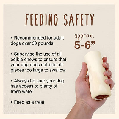 Cadet Double Stuffed Shin Bone, Long Lasting Dog Bones for Aggressive Chewers, High Protein Filled Dental Chew, Bully Stick Bacon & Cheese Filling, 5-6" for Large Dogs
