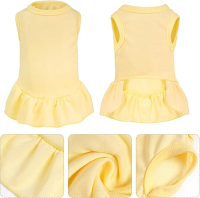 Dog Dresses Cat Skirt Solid Color Dog Clothes Summer Sleeveless Puppy Girl Clothes for Small Pet Dogs Cats (Yellow, Medium)