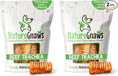 Nature Gnaws Beef Trachea Chews for Dogs 3" (12 Count) - Long Lasting Natural Crunchy Dog Chew Bones - Rawhide Free (Pack of 2)