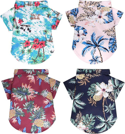 4 Pcs Dog Summer Shirts Floral Hawaii Dog Shirt Pet Clothes for Small Medium Dog Cats Boy Girl