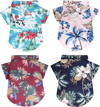 4 Pcs Dog Summer Shirts Floral Hawaii Dog Shirt Pet Clothes for Small Medium Dog Cats Boy Girl
