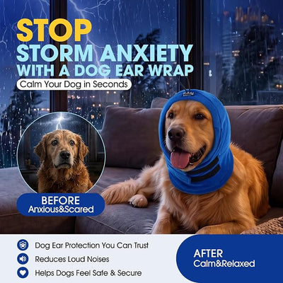 Dog Ear Muffs Noise Protection, No Shake Ear Wraps for Dogs | Dog Calming Hoodie for Anxiety Relief, Thickened Quiet Noise Cancelling Ears Cover for Fireworks Storms Grooming Drying