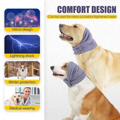 JOHNBOLIN Dog Thunder Ear Muffs, Calming Hoodie, No Shake Ear Wraps for Hematoma Healing, Noise Protection Ear Wrap Head Cover to Relieve Anxiety, Dog Ear Cover for Grooming(Light Purple, M)