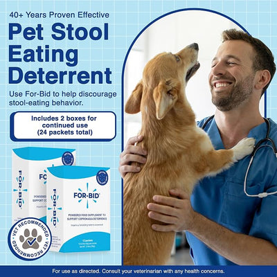 For-Bid Stool Eating Deterrent for Dogs & Cats – Vet-Recommended Coprophagia Deterrent for Dogs for 50+ Years – Effective, Pet Safe, Helps Reduce Odors & Won't Alter Food Taste – Made in The USA