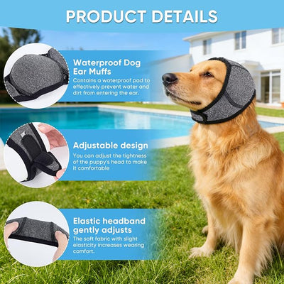 Dog Calming Hoodie,Ear Wrap Hematoma for Dogs,Dog Ear Muffs Noise Protection, Adjustable Head Cover for Anxiety Relief (Grey, Medium(Head Circle:14"-19",Weight:39-66 lb))