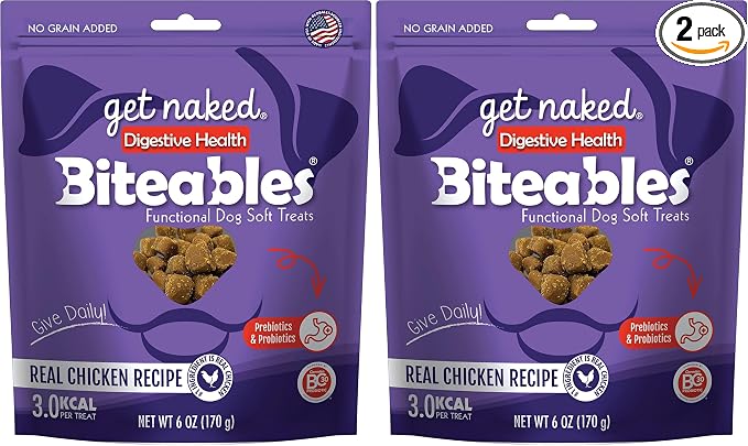 Get Naked 1 Pouch Digestive Health Soft Dog Treats, 6 Oz (Pack of 2)