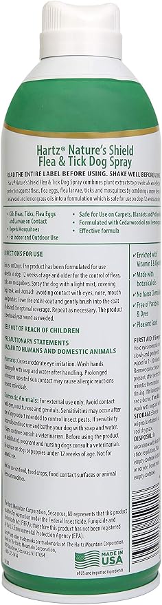 Hartz Nature’s Shield Flea & Tick Spray Treatment for Dogs, Natural and Effective Flea & Tick Prevention and Protection for Dogs with Cedarwood and Lemongrass Oil, 14 Ounces (Pack of 4)