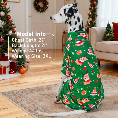 KYEESE Dog Christmas Pajamas, Turtleneck Dog Pajamas for Large Dogs, Soft Velvet Holiday Pet Onesie with 4 Legs, Cozy Warm Pet Sleepwear Doggie Jammies, Cute Winter Festive Doggie Outfit, 3XL