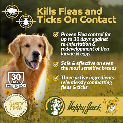 Happy Jack Paracide Flea & Tick Shampoo for Dogs & Cats, Medicated Treatment Shampoo Kills Fleas, Ticks & Mites on Contact, 30-Day Prevention, Deep Coat & Skin Protection for Sensitive Pets (8 oz)