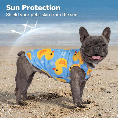 cyeollo 2 Pack Dog Cooling Shirt, Lightweight Sun Protection Sleeveless Dog Vest, Breathable Summer Clothes for Small Medium Dogs Boy & Girl, Soft Pet Tshirts, Yellow Duck XL