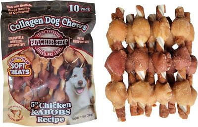 Butcher Shop Collagen Dog Chews 5" Chicken Kabobs Dog Treats (2 Pack - 7.10 oz per Pack)