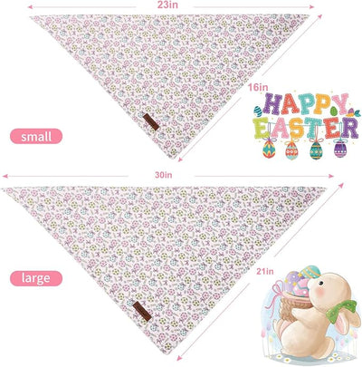 Easter Dog Bandana - Cute Pastel Egg Dog Neck Scarf, Soft Girly Spring Pet Bib for Medium Large Dogs, Easter Photo Dogs Cats Prop for Daily Use Parties & Pet Photography L