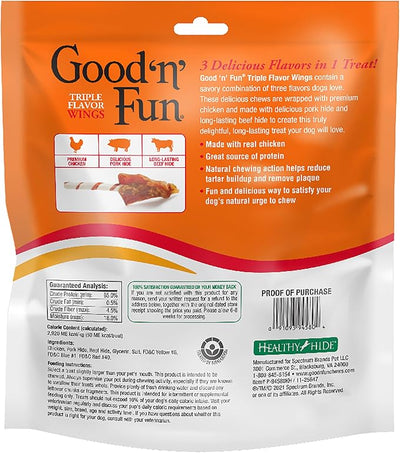 GOOD 'N' FUN Wings Long-Lasting Dog Treat, with Real Proteins, Premium Chicken and Beef Hide, Supports Dental Health, Mental Stimulation, 24 oz