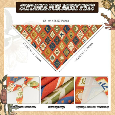 Abbylike 50 Pcs Boho Dog Bandanas Bulk Bohemian Earth Tone Bandanas for Dogs Triangle Kerchief Bib Scarf for Pets Party Costume Aesthetic Dog Photo Props Accessories, 25 Styles (25.6 x 17.7 x 17.7)