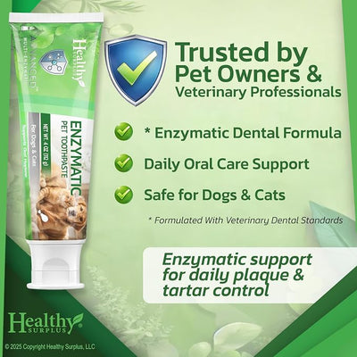 Enzymatic 4 Oz Poultry Flavored Pet Toothpaste and Silicone Fingerbrush Twin Pack | Fresh Breath, Plaque & Tartar Control | Dog & Cat Tooth Brushing Kit Oral Care for Pets