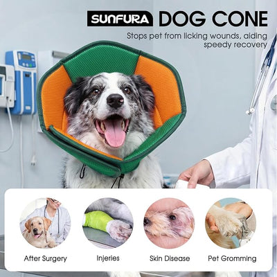 Dog Cone - Soft Cone for Dogs to Stop Licking, Pet E-Collar Alternative After Surgery, Adjustable Pet Recovery Collar for Wound Healing, Pine Green Large