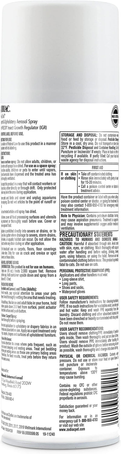 Zodiac Carpet & Upholstery Aerosol Spray, 16-ounce