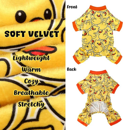 Dog Pajamas Soft Lightweight Dog Onesies Outfit Clothes for Small Medium Large Puppy Pjs for Pet Boys Girls Dogs Cats (XS (Back: 6.5",Chest: 11.5", Neck: 8.5"), Duck)