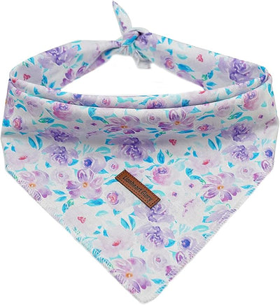 Lionheart glory Floral Print Dog Bandana 1 Pack Washable Soft Dog Scarf, Square Adjustable Girl Dog Bandanas for Medium Large Dogs