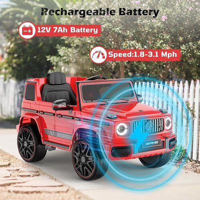 ANPABO Licensed Mercedes-Benz G63 Car for Kids, 12V 7AH Ride on Car w/Parent Remote Control, LED Headlights, Music Player & Horn, Soft Start, Low Battery Prompt, Kids Electric Car, Red