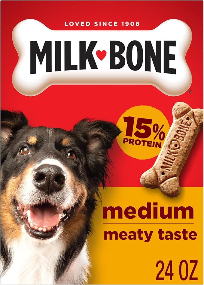 Milk-Bone Crunchy Medium Dog Treats, 24 Oz. Box, Original Beef Flavor