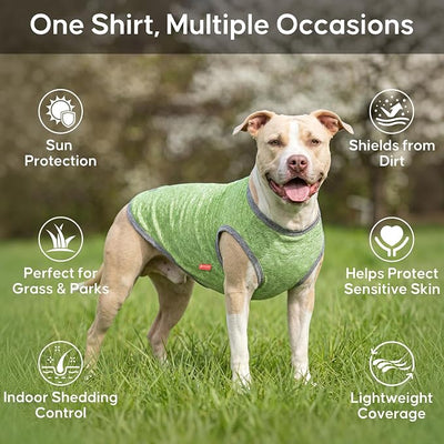 KYEESE 2Pack Dog Shirt, Lightweight Sun Protection Sleeveless Dog T Shirts for Medium Large Dogs, Breathable Pet Reflective Tank Top Summer Dogs Clothes for Outdoor Walking, Green+Grey, 2XL
