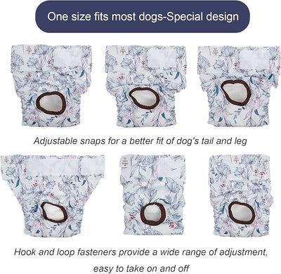 CuteBone Dog Diapers Female Washable Small Medium Large 3 Pack Reusable Doggie Diapers Puppy Period Pants for Doggy Heat Cycle Peeing D36M