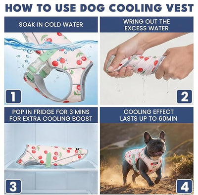Spark Paws Dog Cooling Vest - SPF 50 UV Sun Protection - Summer Heat Relief Gear for Dogs, Lightweight, Evaporative Cooling - Dog Anxiety Relief Vest During Hot Days - Cherries - Size 4XL