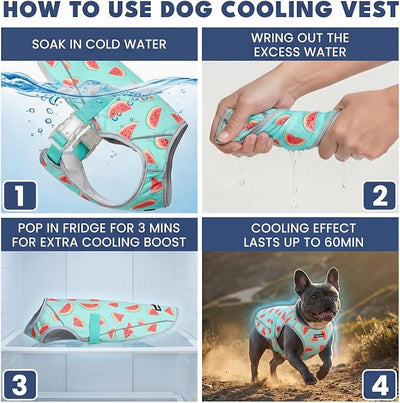 Spark Paws Dog Cooling Vest - SPF 50 UV Sun Protection - Summer Heat Relief Gear for Dogs, Lightweight, Evaporative Cooling - Dog Anxiety Relief Vest During Hot Days - Watermelon - Size 4XL