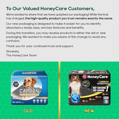 HONEY CARE All-Absorb Puppy Training Pads Dog Potty Pads Absorb Eliminating Urine Odor, Jumbo-Size Charcoal Puppy Pee Pad (Carbon, XL 28x34 inch, 40ct)