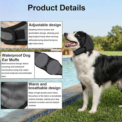 No Flap Ear Wraps for Dogs, Dog Ear Muffs Noise Protection, No Shake Ear Wrap for Hematoma Prevention Drying & Anxiety Relief Dog Ear Cover, Elastic Waterproof Ear Muffs with Soundproof Sponge(M)