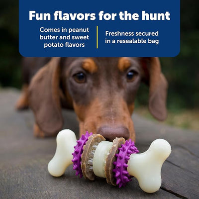 PetSafe Rawhide Treat Ring Refills, Variety Pack, Size A, Original Rawhide and Peanut Butter Flavor, Replacement Treats Busy Buddy Treat Ring Holding Toys