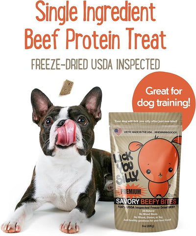 Lick You Silly Freeze-Dried Beef Liver Dog Treats | High-Protein Training Snacks for Dogs & Puppies | Grain-Free Pet Treats for Small, Medium, & Large Breeds | Made in the USA