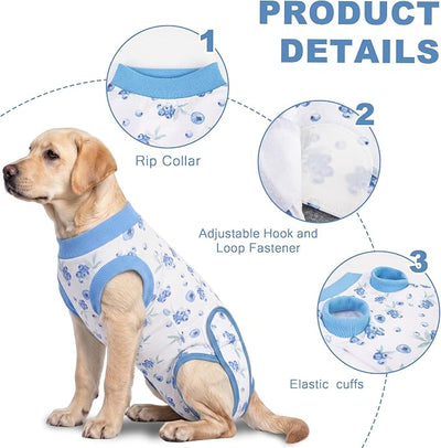 Recovery Suit for Dogs Cats, Dog Surgery Suit for Female Spay Male Neuter | Anti-Licking Dog Cone Alternative Onesie, Dog Surgical Recovery Suit After Abdominal Wounds, Blue, XX-Large